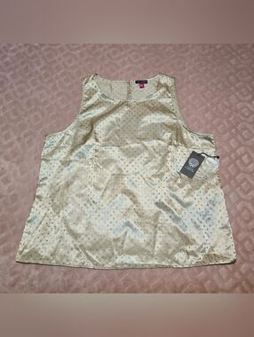 Vince Camuto Rhinestone Sleeveless Blouse Womens Size XL 'Solar Glow' Gold NWT